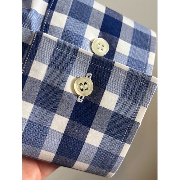 Boss Plaid Shirt 18 Blue Slim Fit Preppy Checks Workwear Coastal Resort Nautical - Picture 7 of 12